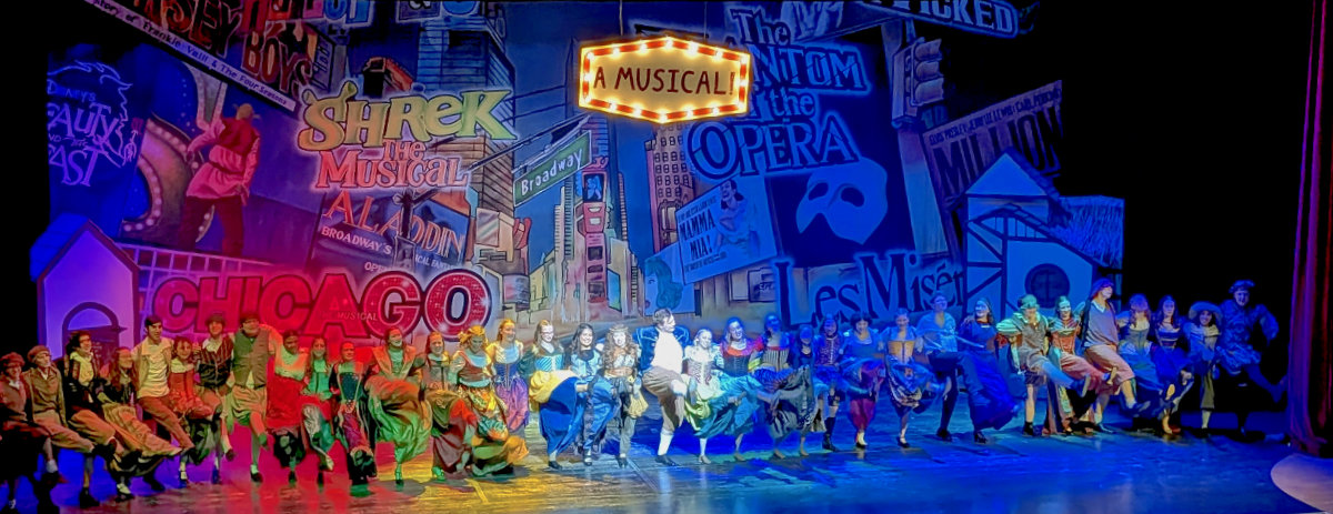 The kickline scene from Something Rotten
